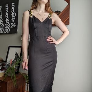 WAREHOUSE Black Sheath Midi Dress